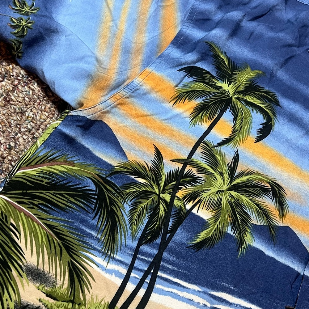 Big Dogs Vintage Hawaiian Shirt Tropical Beach Car Graphic Blue Large - Picture 5 of 12